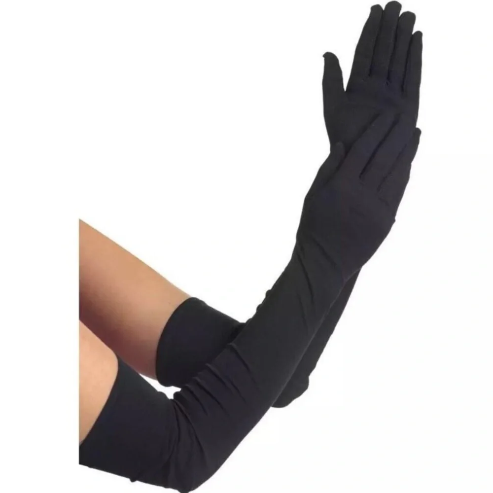 Black long opera gloves new